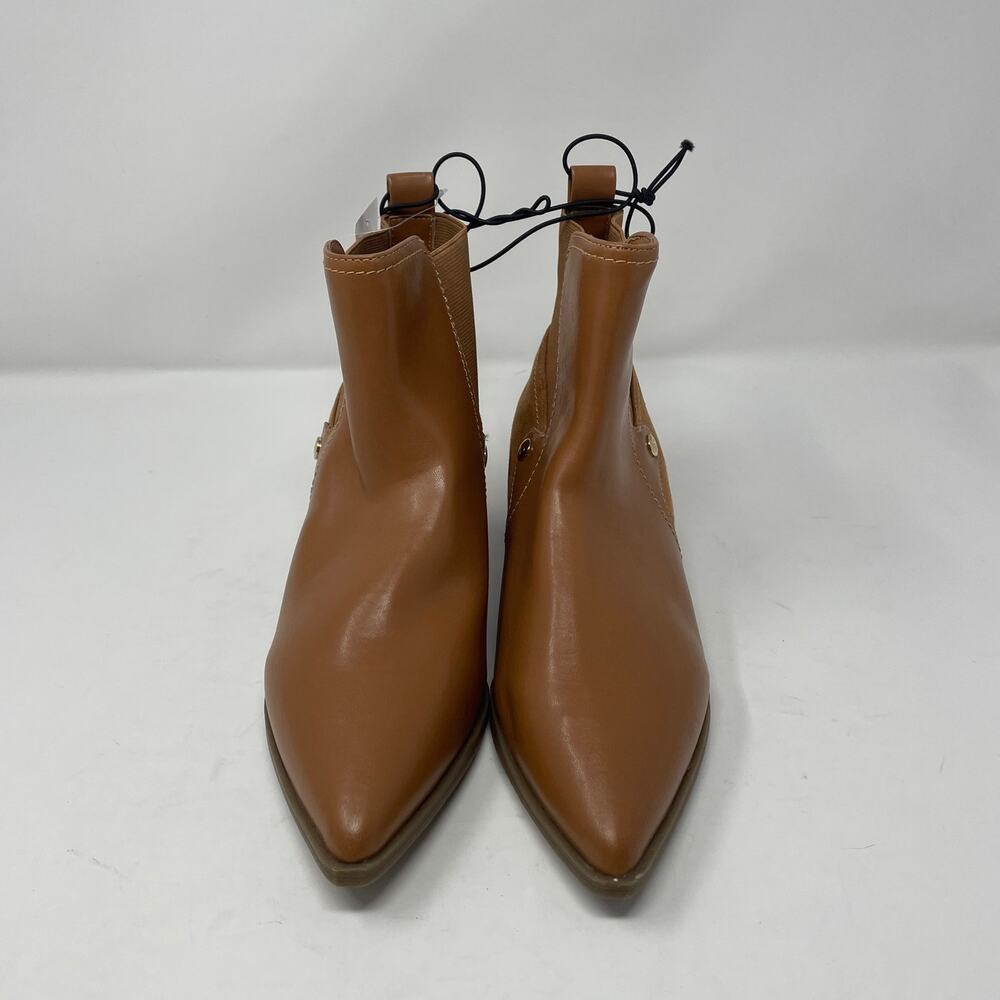 Liz Claiborne Barrington Boots 7 Brown Faux Leather Pointed Toe Stacked Heel - Picture 4 of 9